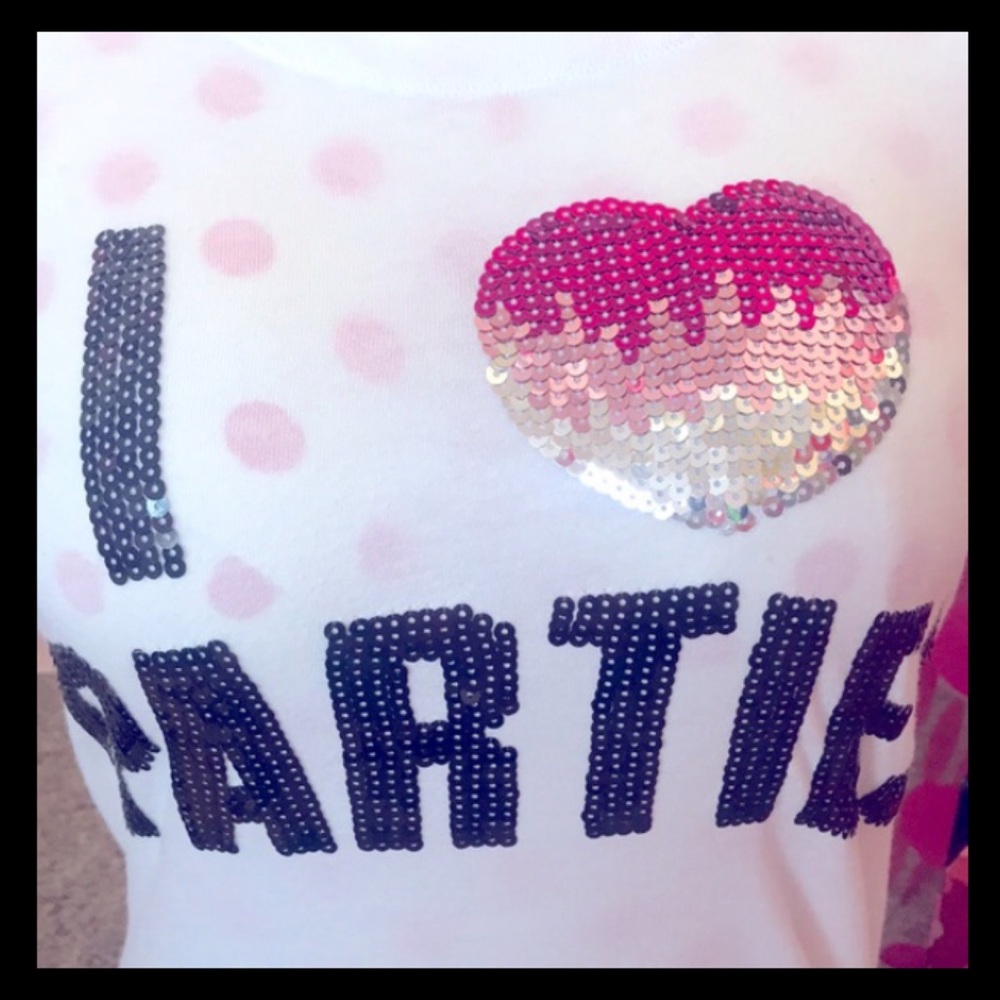 💕✨ⓅⒾⓃⓀ ⓋⓈ VINTAGE Bling “I💖PARTIES” Tee✨💕 - Picture 9 of 13